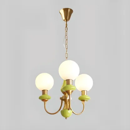 Adjustable Modern Green Globe Chandelier with 3/5 Light Image - 7