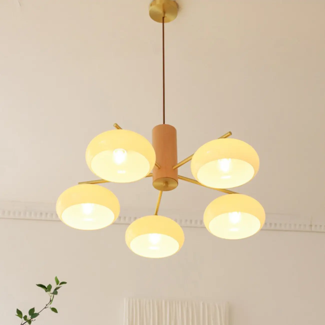 Modern Wood Pendant Chandelier with Glass Lampshade  Image - 8 | homeyfad