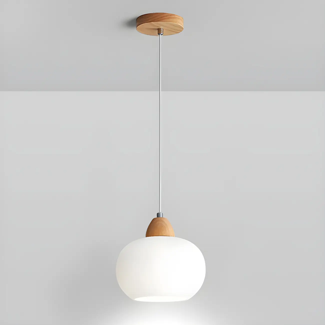 Modern Pebble-Shaped Cream Glass LED Pendant Lamp for Bedside Image - 7 | homeyfad