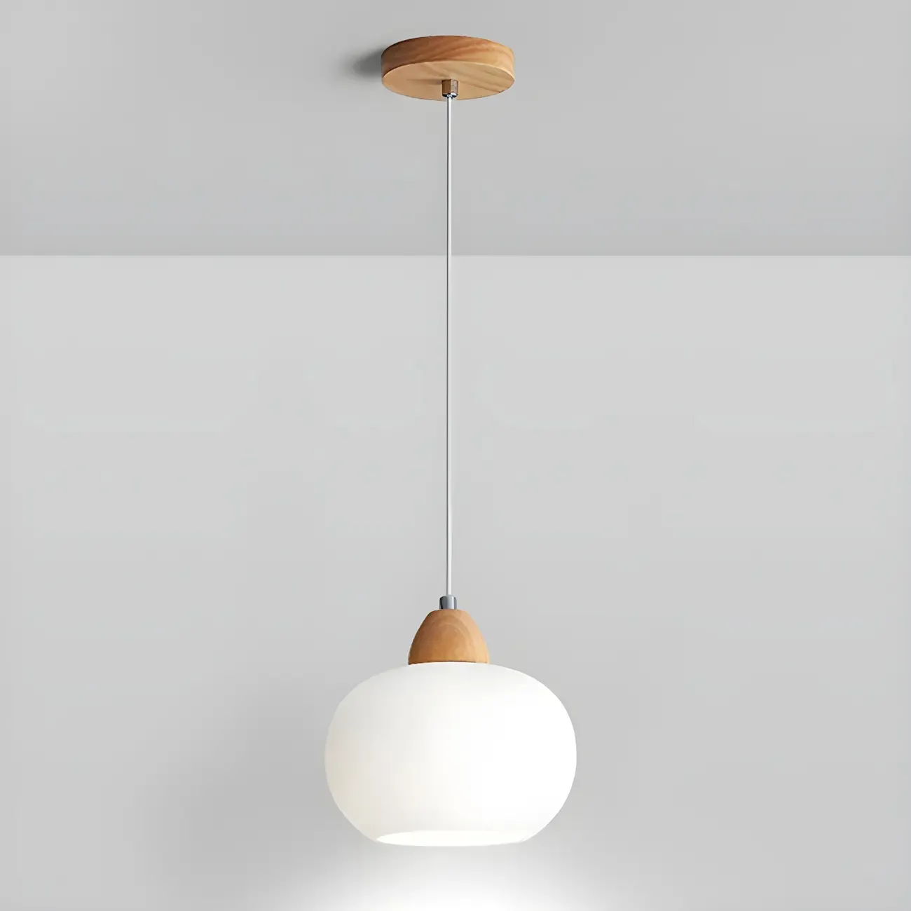 Modern Pebble-Shaped Cream Glass LED Pendant Lamp for Bedside Image - 7