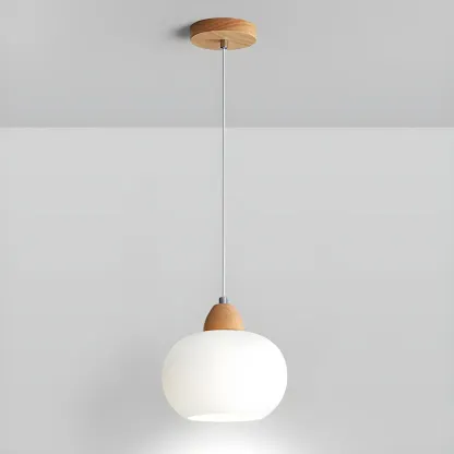Modern Pebble-Shaped Cream Glass LED Pendant Lamp for Bedside Image - 7