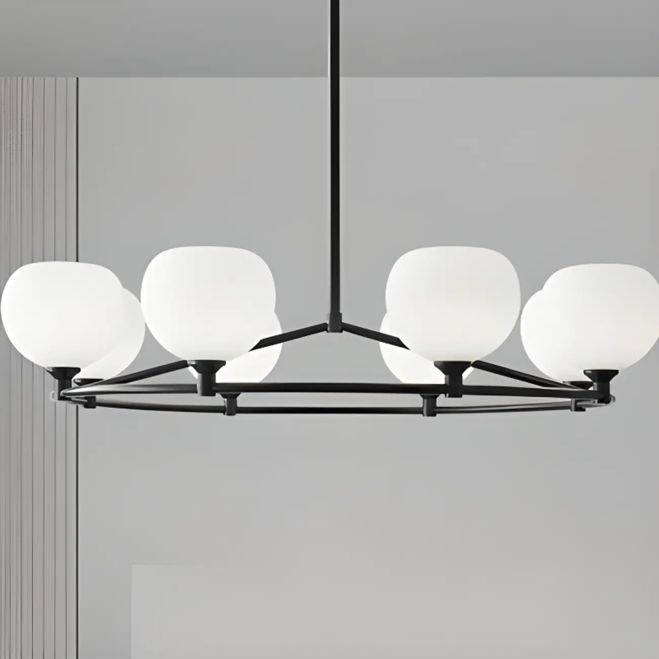 Modern Large Chandelier with White Glass Globes for Home Image - 9 | homeyfad