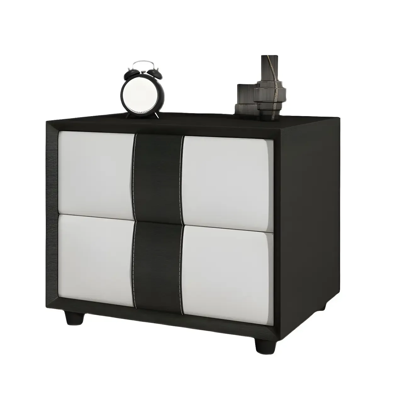 Modern Blue Bedside Table with 2 Storage Drawers Image - 9