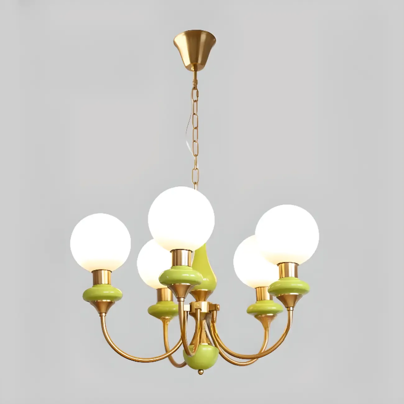 Adjustable Modern Green Globe Chandelier with 3/5 Light Image - 9