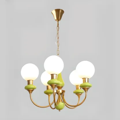 Adjustable Modern Green Globe Chandelier with 3/5 Light Image - 9