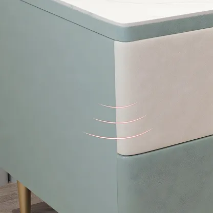 Modern Wooden Color Block Bedside Table with Stone Top 2 Drawers Image - 12