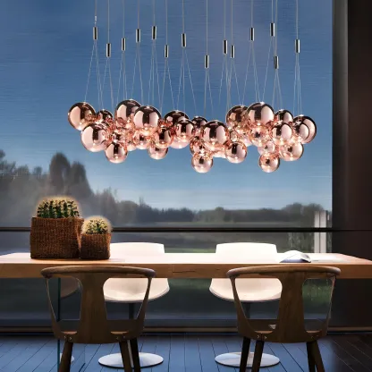 3-Light Mini LED Glass Ball Chandelier with Modern Design Image - 1