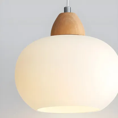 Modern Pebble-Shaped Cream Glass LED Pendant Lamp for Bedside Image - 9