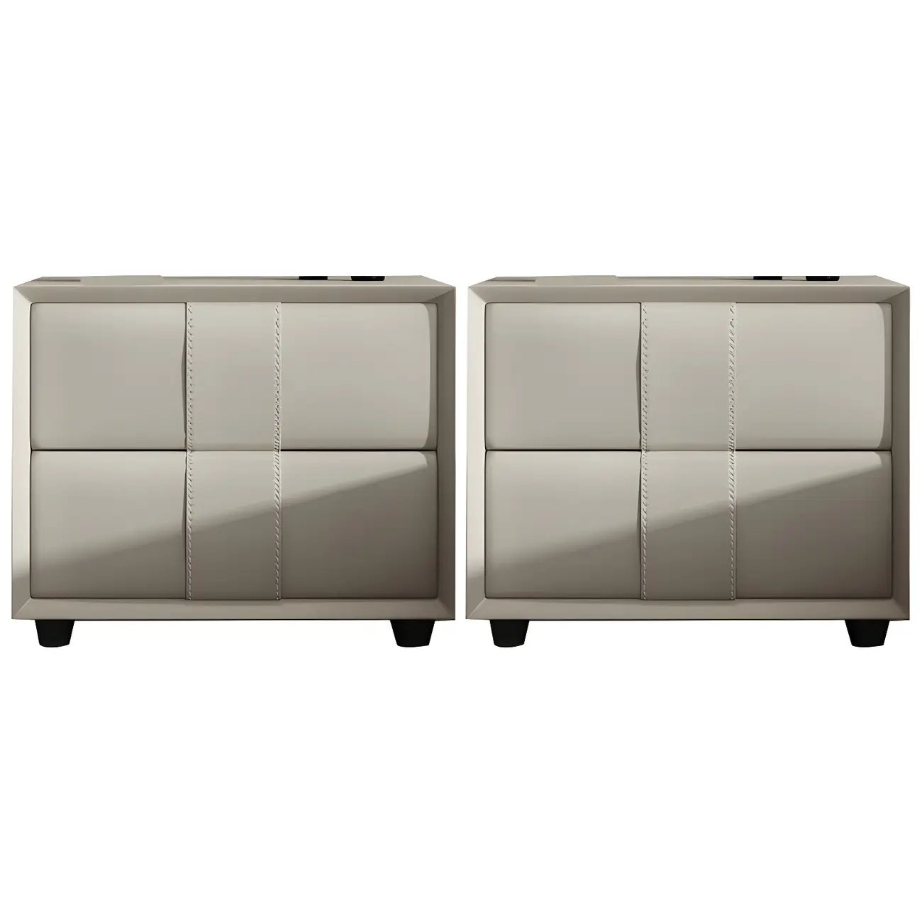 Modern Blue Bedside Table with 2 Storage Drawers Image - 10 | homeyfad