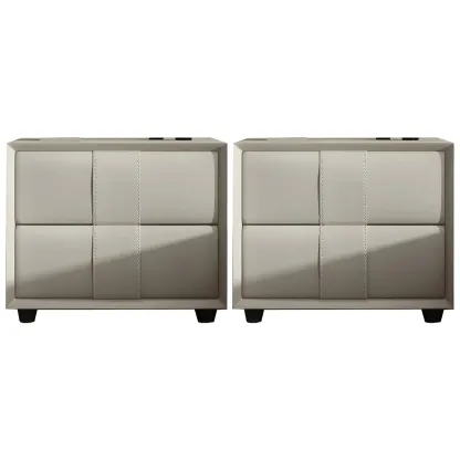 Modern Blue Bedside Table with 2 Storage Drawers Image - 10