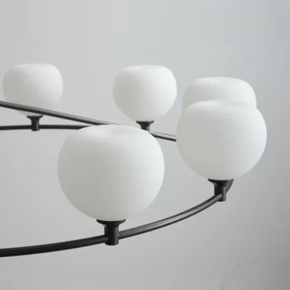 Modern Large Chandelier with White Glass Globes for Home Image - 11