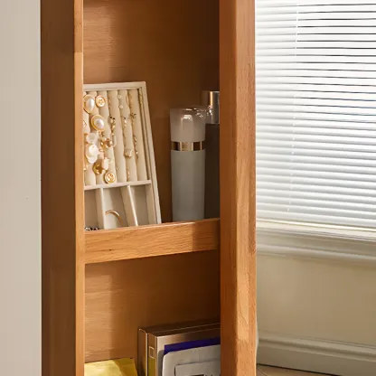 Wooden Hall Tree with Mirror & Storage Image - 7