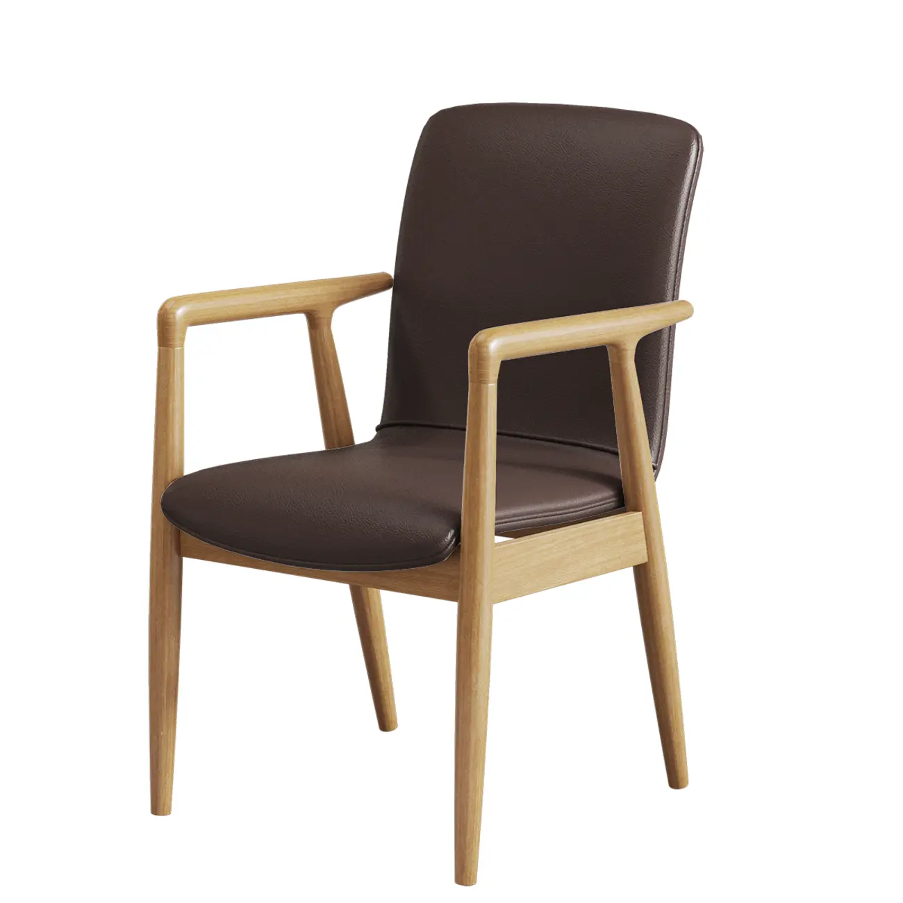 Modern Wood Faux Leather Upholstered Dining Armchair Image - 21 | homeyfad