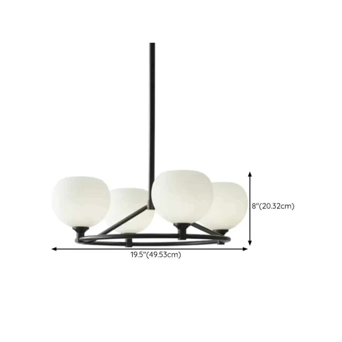 Modern Large Chandelier with White Glass Globes for Home #size