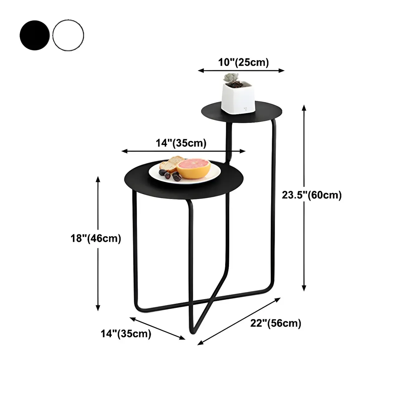 Minimalist Round Metal Bedside Table in Black without Storage Image - 24