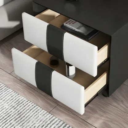 Modern Blue Bedside Table with 2 Storage Drawers Image - 12