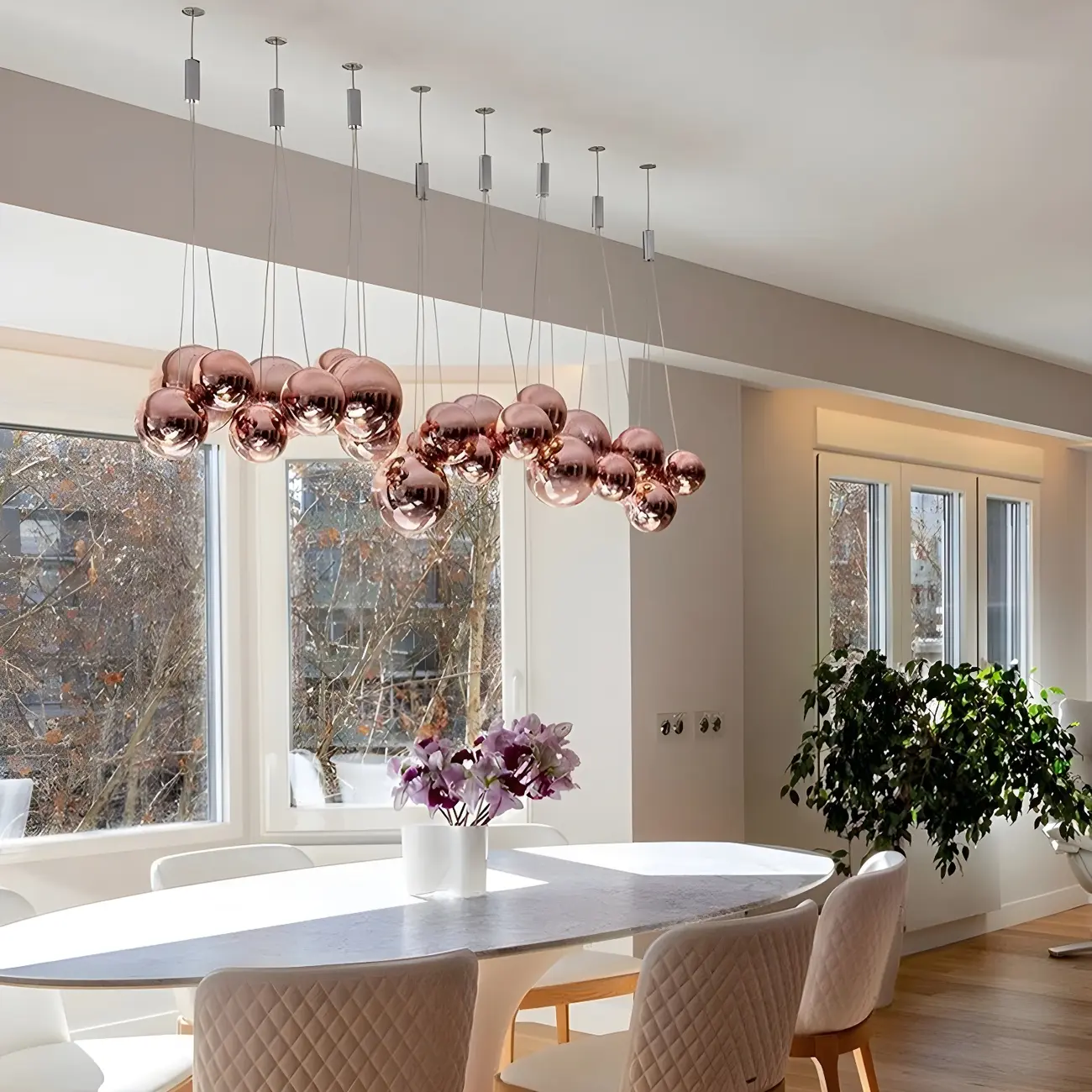 3-Light Mini LED Glass Ball Chandelier with Modern Design Image - 4 | homeyfad