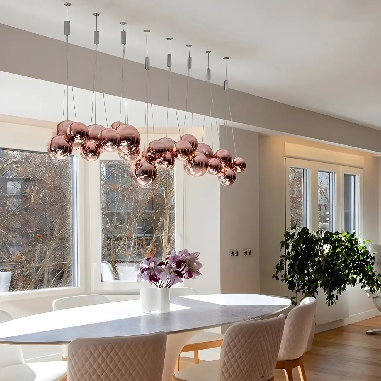 3-Light Mini LED Glass Ball Chandelier with Modern Design Image - 4