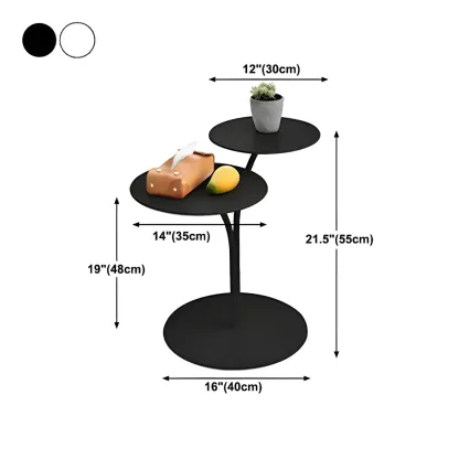 Minimalist Round Metal Bedside Table in Black without Storage Image - 25