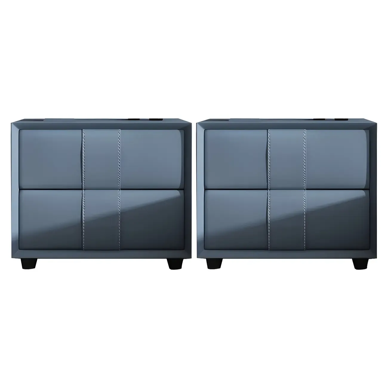 Modern Blue Bedside Table with 2 Storage Drawers Image - 13