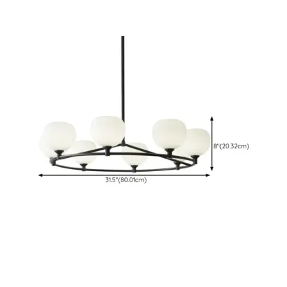 Modern Large Chandelier with White Glass Globes for Home Image - 14