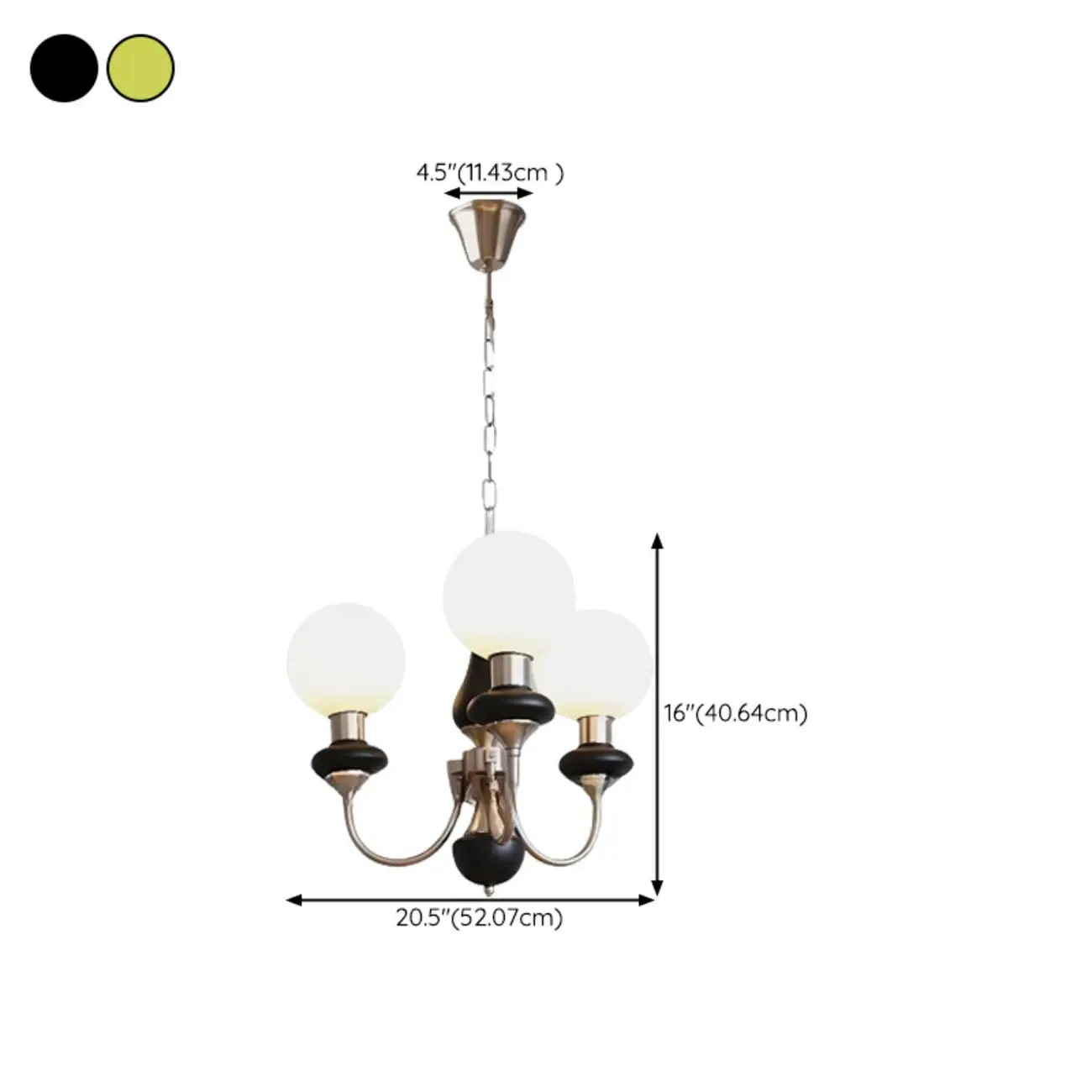 Adjustable Modern Green Globe Chandelier with 3/5 Light #size