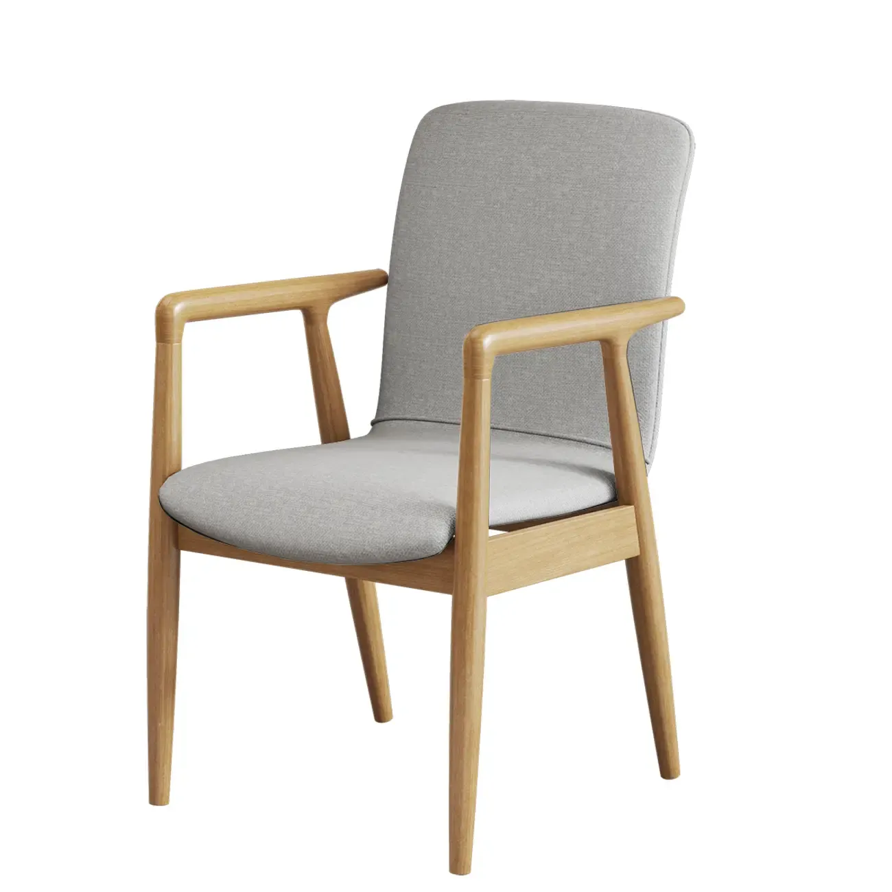 Modern Wood Faux Leather Upholstered Dining Armchair Image - 24