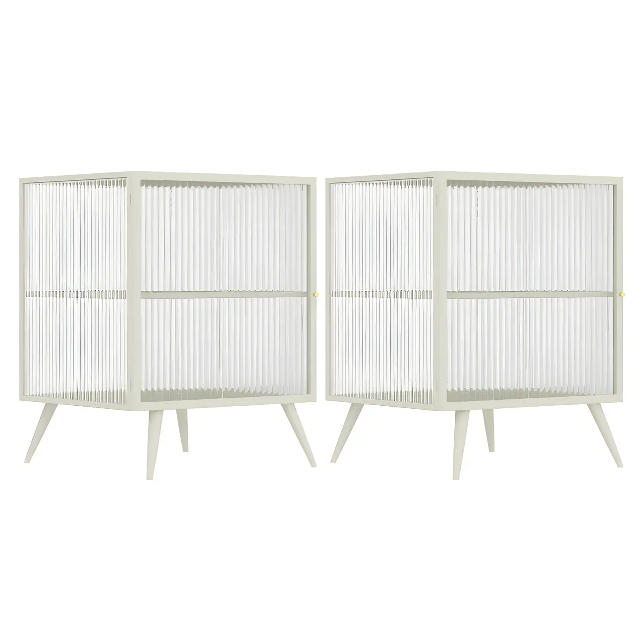 Modern Black Metal Bedside Table with Glass Shelving Image - 8 | homeyfad