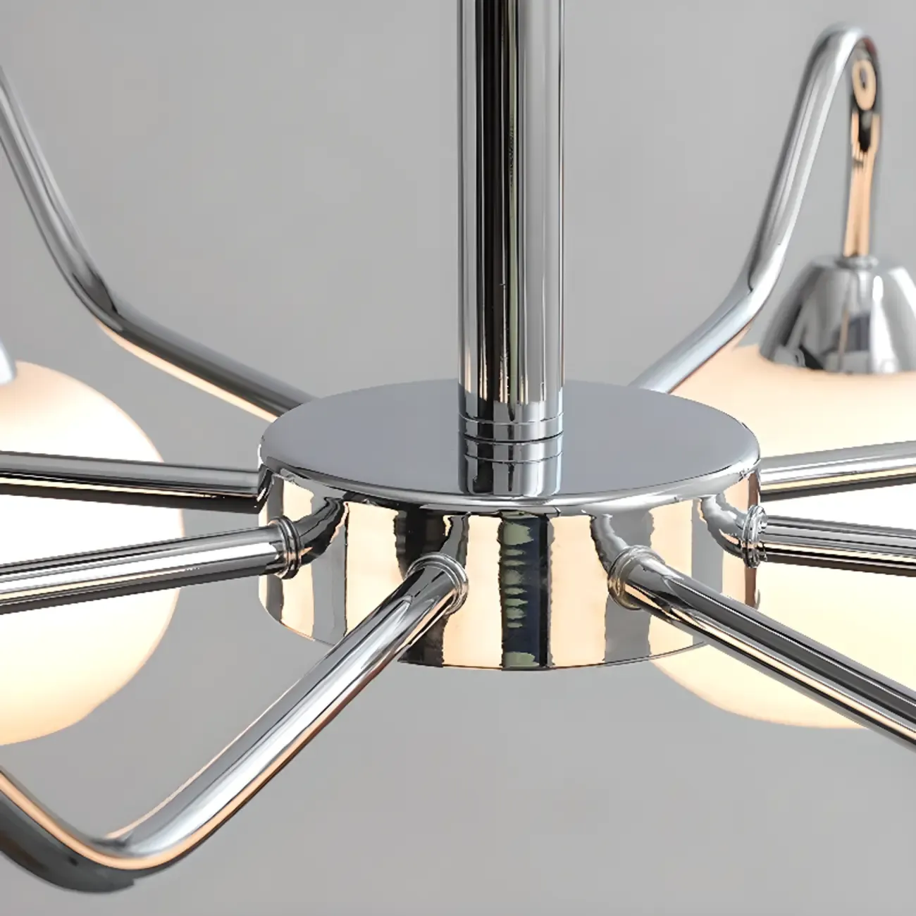 Modern Glass Chandelier with Globe Shade for Living Room Image - 8