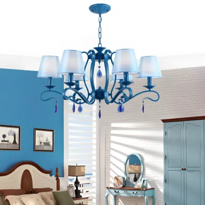 Vintage 6 Lights Black Pendant Chandelier with Candle Design Image - 4