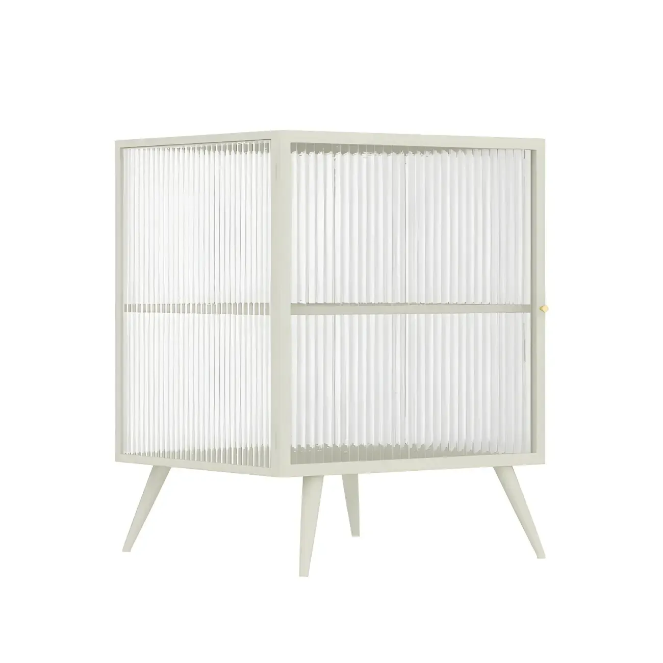 Modern Black Metal Bedside Table with Glass Shelving Image - 9