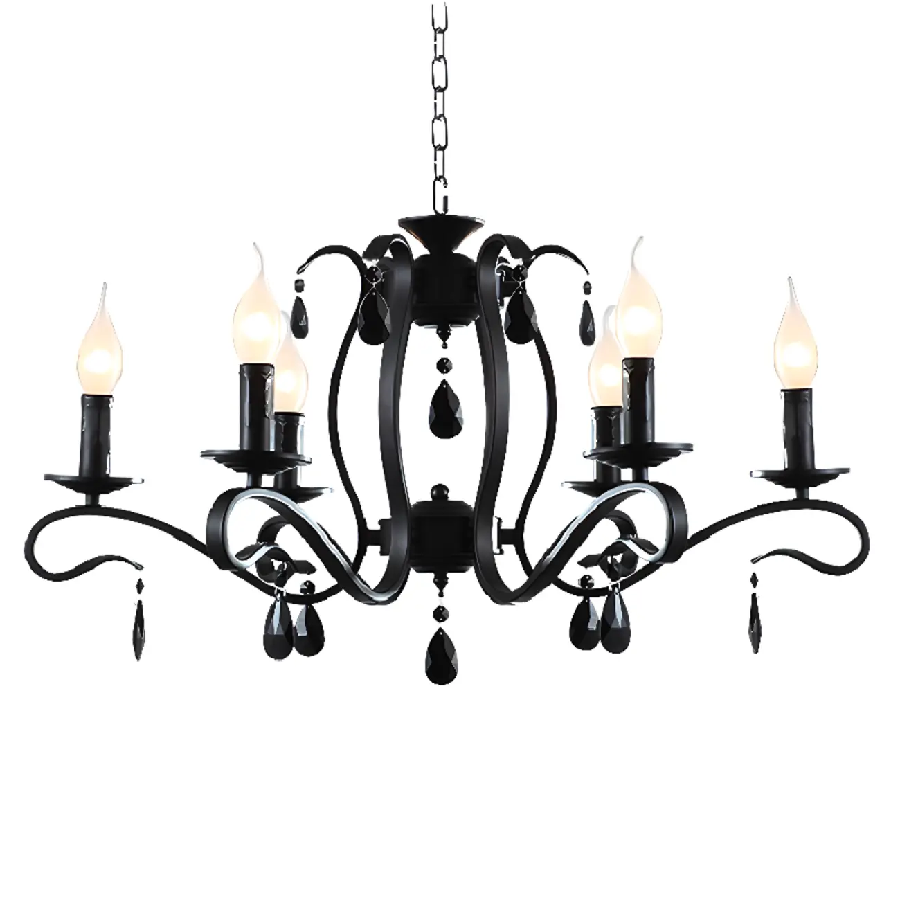 Vintage 6 Lights Black Pendant Chandelier with Candle Design Image - 5 | homeyfad