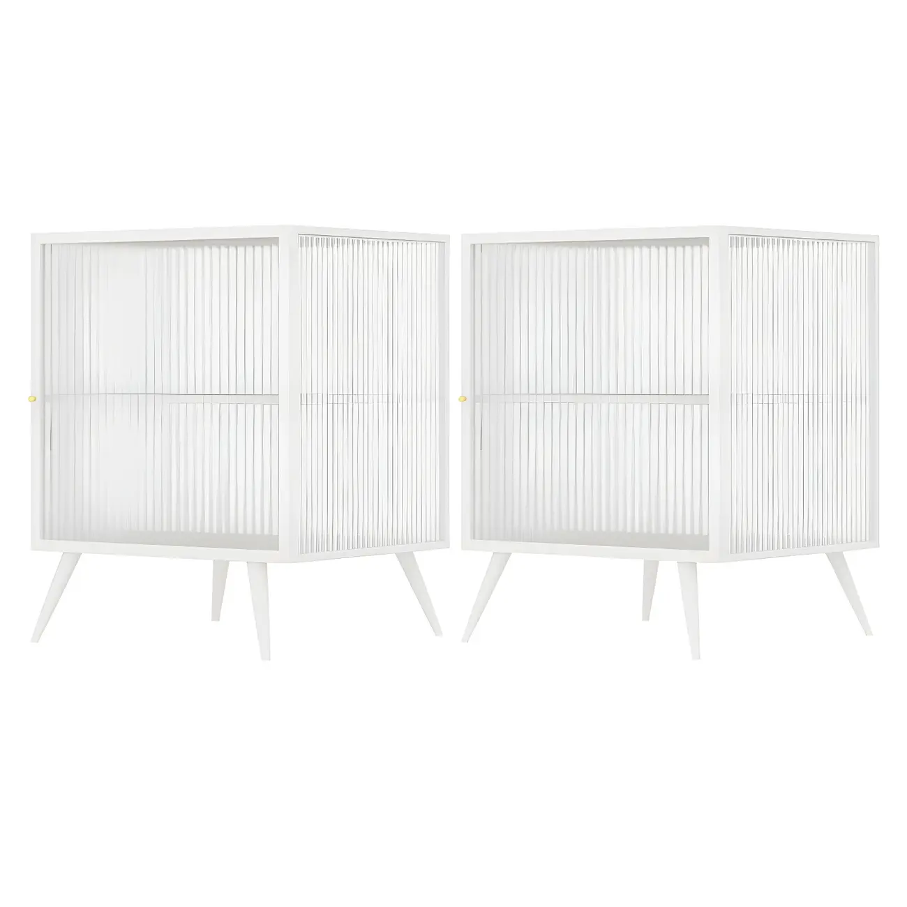 Modern Black Metal Bedside Table with Glass Shelving Image - 10 | homeyfad