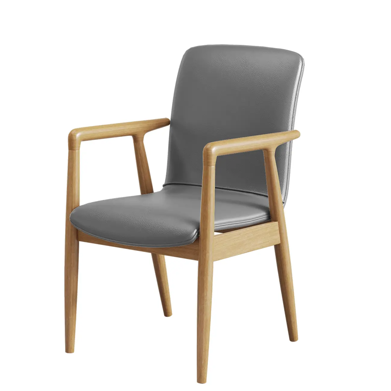 Modern Wood Faux Leather Upholstered Dining Armchair Image - 26 | homeyfad