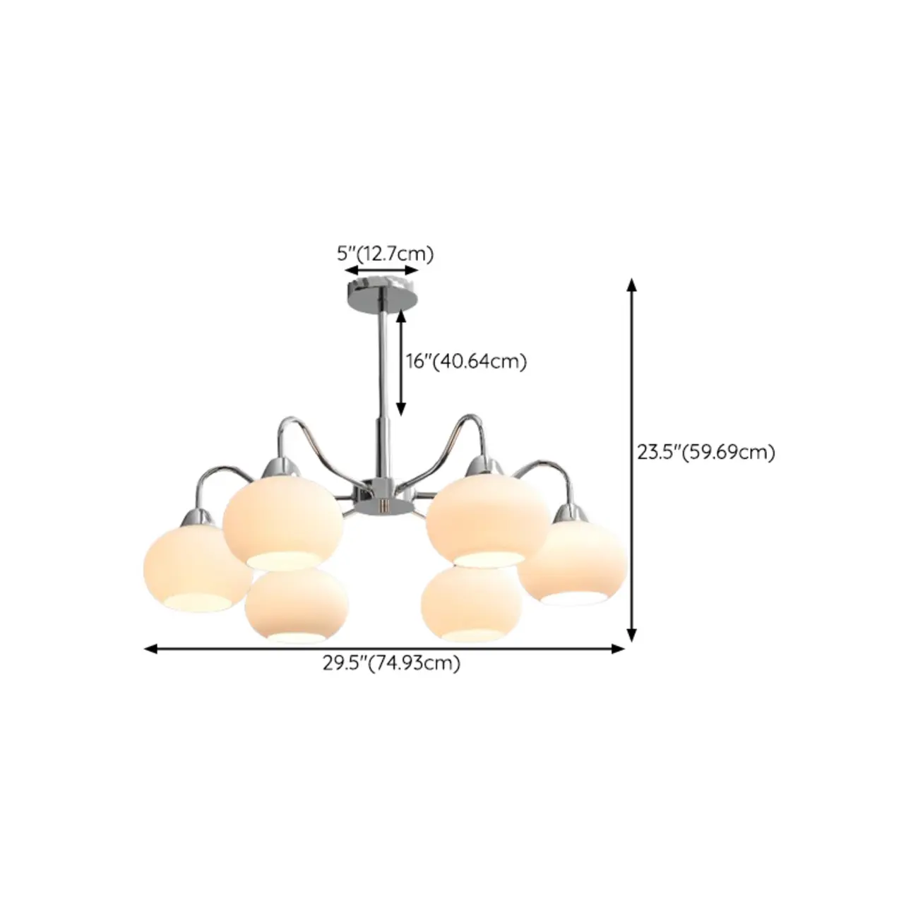 Modern Glass Chandelier with Globe Shade for Living Room #size | homeyfad