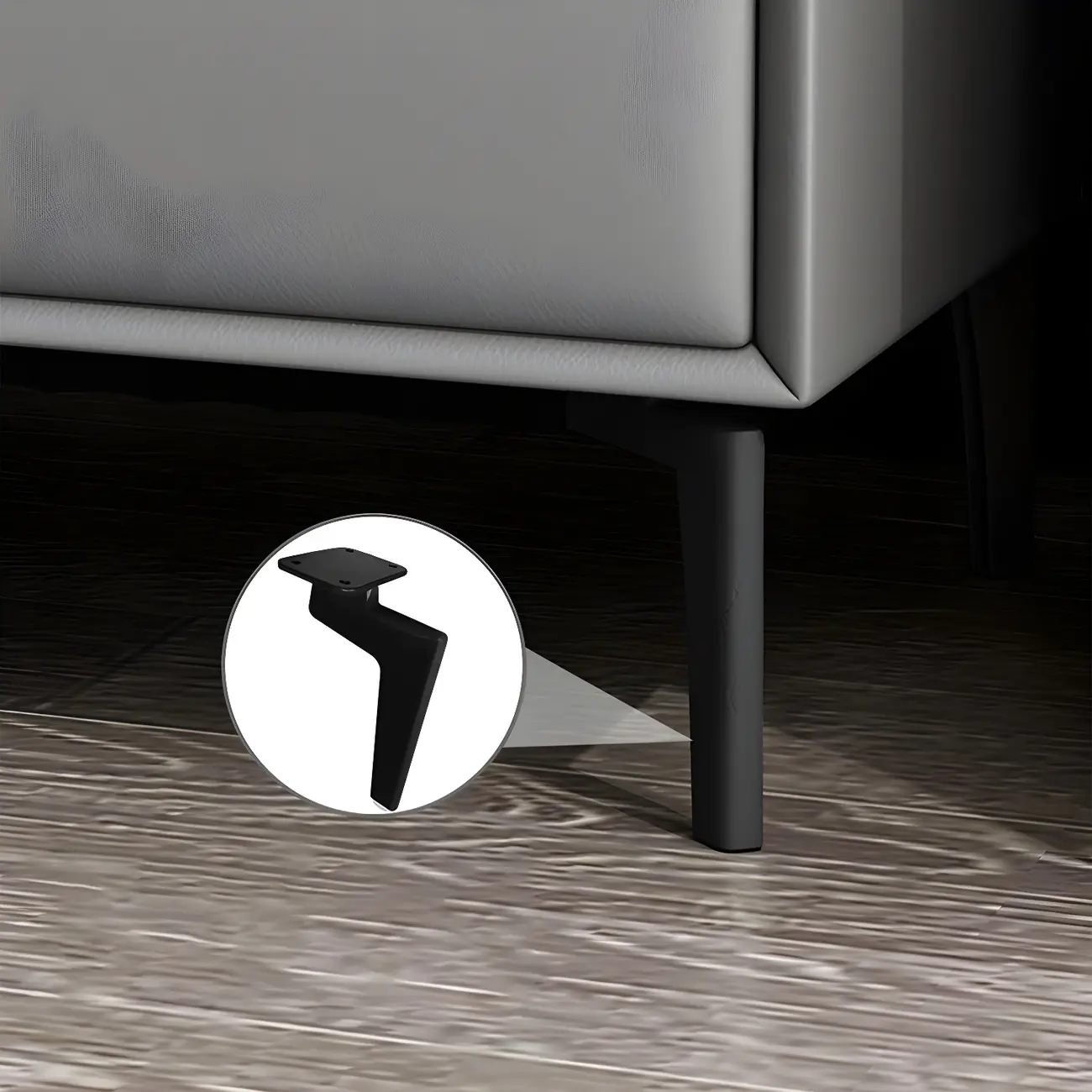 Modern Black Leather Bedside Table with Drawers Image - 11 | homeyfad