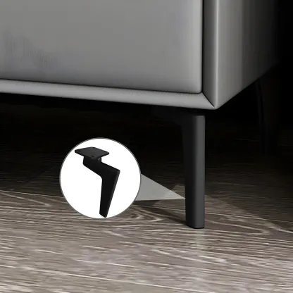 Modern Black Leather Bedside Table with Drawers Image - 11