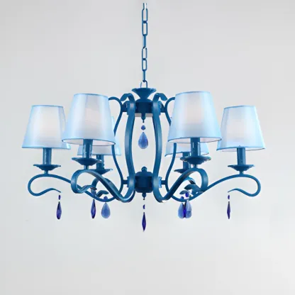 Vintage 6 Lights Black Pendant Chandelier with Candle Design Image - 6