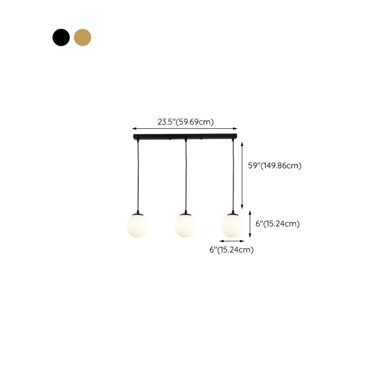 3 Lights Modern Glass Globe Island Pendant Light #size