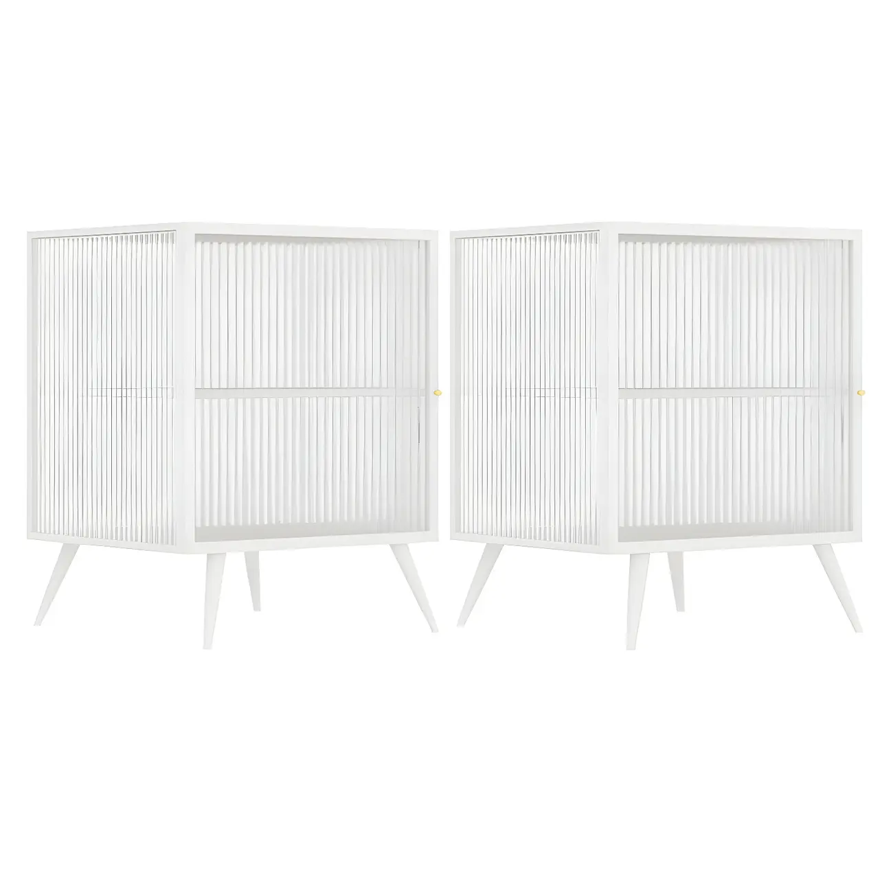 Modern Black Metal Bedside Table with Glass Shelving Image - 12 | homeyfad