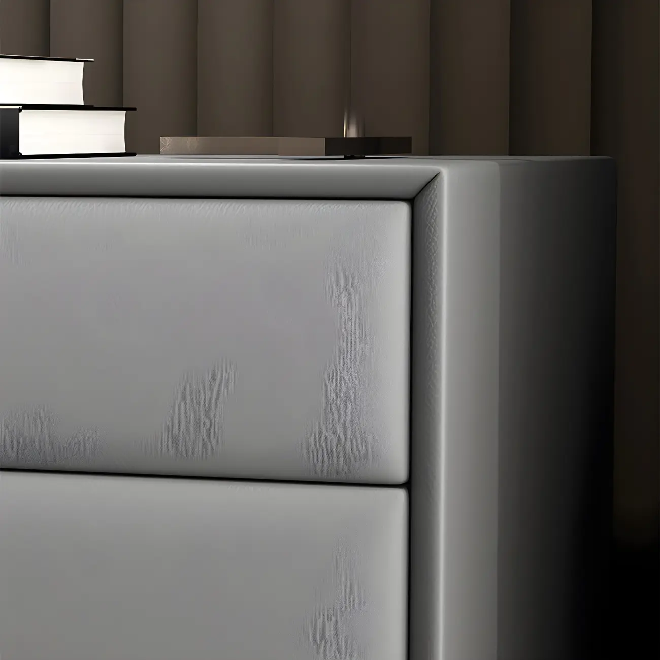 Modern Black Leather Bedside Table with Drawers Image - 13 | homeyfad