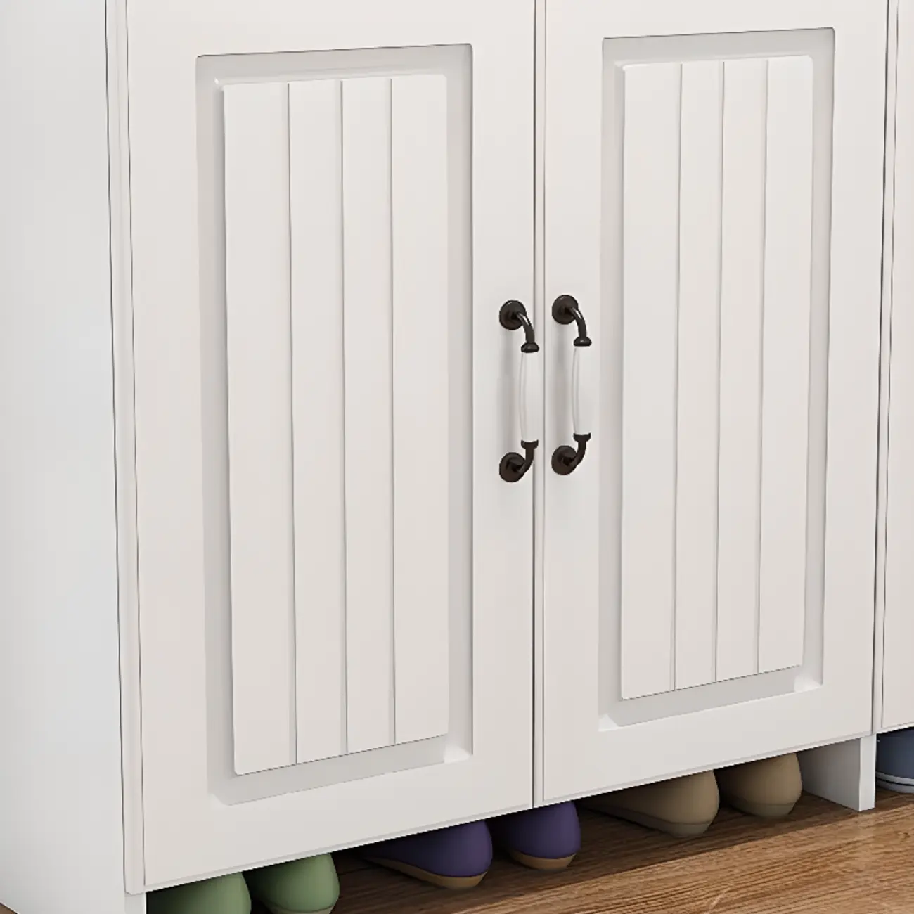 Modern White Hall Tree with Cabinets and Shelves Image - 10 | homeyfad