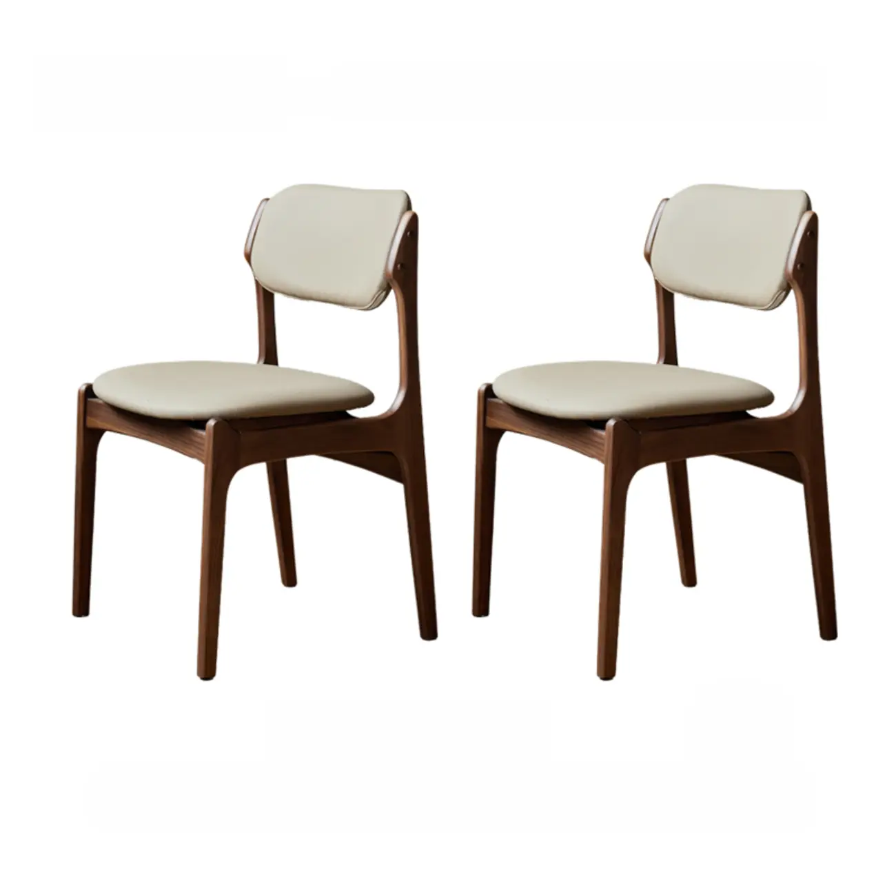 Rustic Open Back Wooden Faux Leather Dining Chair Set of 2 Image - 2 | homeyfad