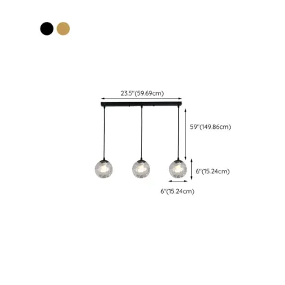 3 Lights Modern Glass Globe Island Pendant Light Image - 14