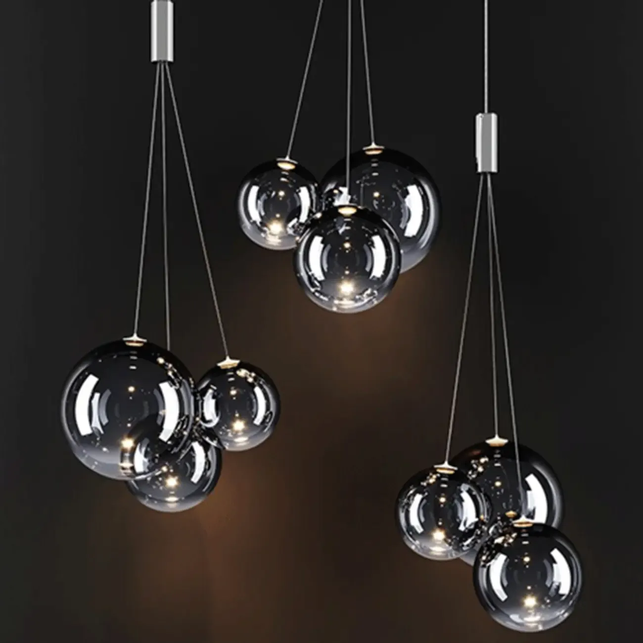 3-Light Mini LED Glass Ball Chandelier with Modern Design Image - 12
