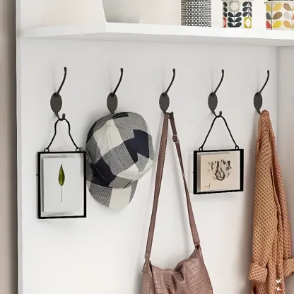 Modern White Hall Tree with Cabinets and Shelves Image - 11
