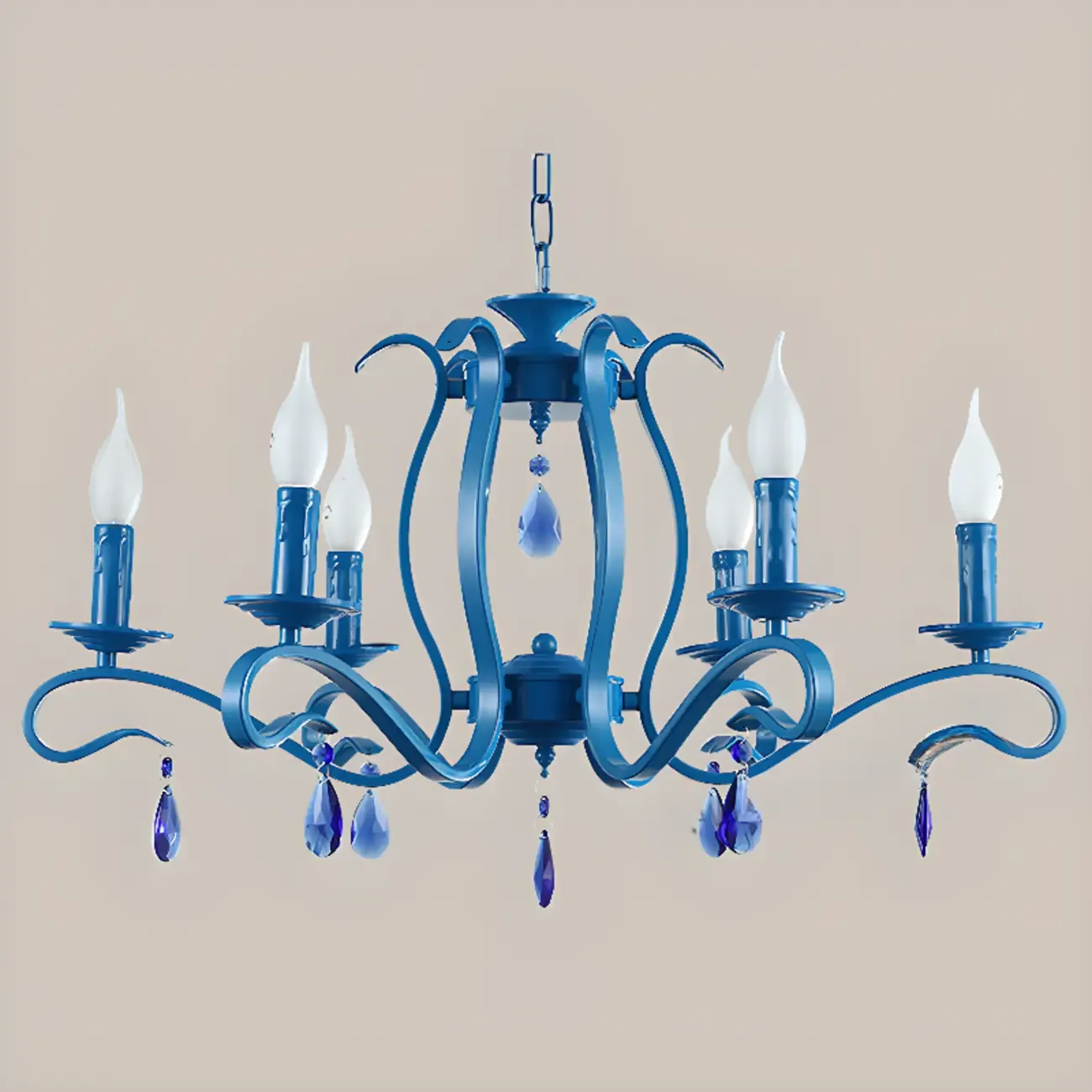 Vintage 6 Lights Black Pendant Chandelier with Candle Design Image - 9