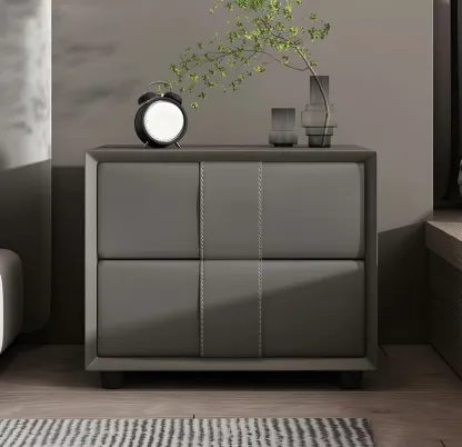 Modern Blue Bedside Table with 2 Storage Drawers Image - 21