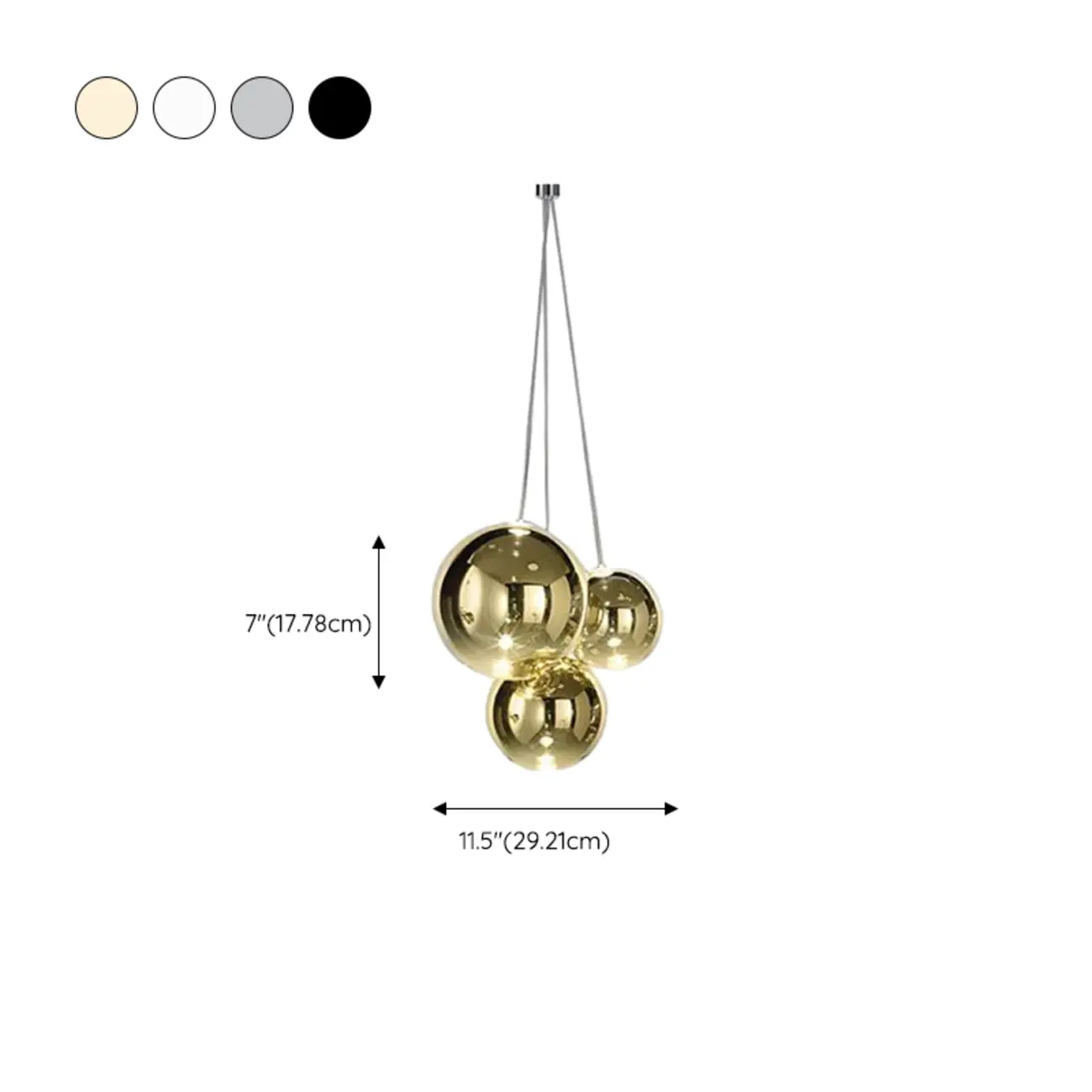3-Light Mini LED Glass Ball Chandelier with Modern Design #size | homeyfad