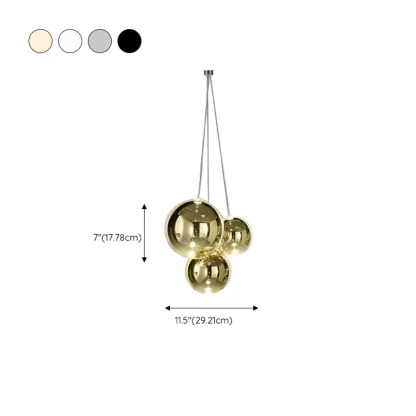 3-Light Mini LED Glass Ball Chandelier with Modern Design #size